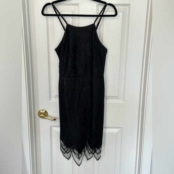 Missguided Black Lace Back CutOut Dress US Size 4 - Picture 1 of 6